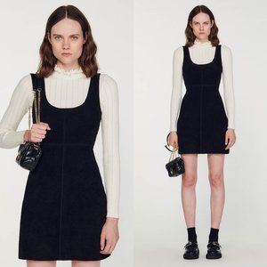 Sandro Ora Pinafore Turtleneck Overlay Dress